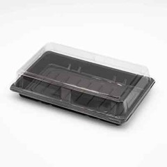ST-5-015 Blue/Black/Sakura PET Sushi Trays with Lids 8.43″*5.24″*1.3″ in