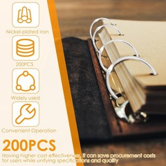 200 Pack 2″ Metal Loose Leaf Binder Rings | Nickel Plated Book Rings for Crafts,