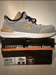 SKECHERS Work Memory Foam Composite Toe Safety Shoes Gray/Black 8M 108033