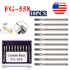 Dental Midwest FG #558 Straight Fissure Crosscut Carbide Burs 50Pk