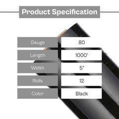 Shrink Film 5″ x 1000 FT 80 Gauge Black Stretch Moving & Packing Wrap 12 Rolls