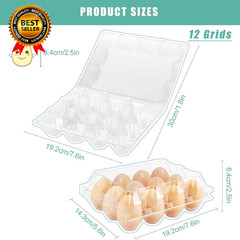 100 Packs Egg Cartons Cheap Bulk，Plastic for 12 Eggs, Clear Egg Cartons