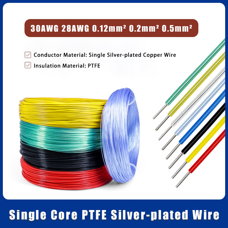 Single Core PTFE Silver-plated Copper Wire Electronic Cable Insulation 300V