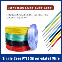 Single Core PTFE Silver-plated Copper Wire Electronic Cable Insulation 300V