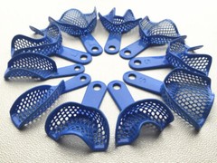 2Pcs/10Pcs Dental Autoclavable Plastic-Steel Impression Trays Blue Denture Model
