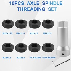 Axle Spindle Threading Set, 10pc Thread Chaser Rethreading Kit, Axle Thread R…
