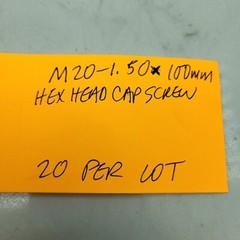 20 Pack M20-1.50 x 100mm Hex Head Cap Screw Class 10.9 Bolts M04161.200.0100