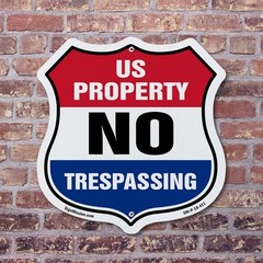 No Trespassing Shield Sign U.S. Property No Trespassing Shield Shaped Sign