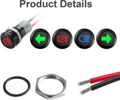 12V LED Indicator Small Light Waterproof 1/2 Inch 12mm Panel Cutout High Beam