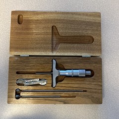 Craftsman Variable Depth Gauge Micrometer w/Wood Storage Box Case & Extra Gauges