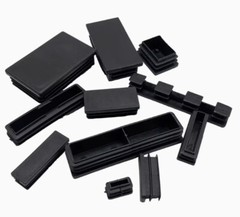 Rectangular Plastic End Caps Tube Inserts Blanking Ribbed Rectangle Plugs Black