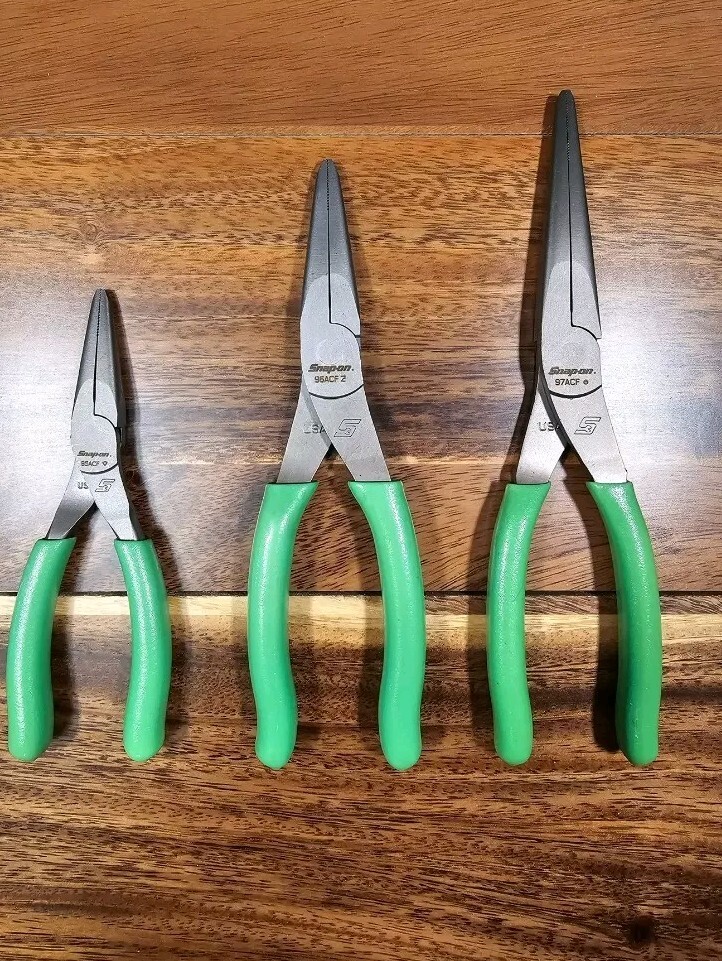 *NEW* Snap On Tools 95ACF / 96ACF/ 97ACF Green Comfort Grip Needle Nose Pliers