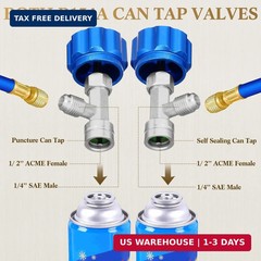 AC R1234YF Quick Couplers Adapters Set, R1234YF Self Sealing/Puncture Can Tap Va