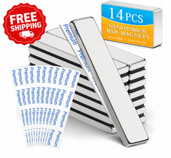 14 Pack Neodymium Bar Magnets 60x10x3mm Strong Rare Earth Magnets Heavy Duty