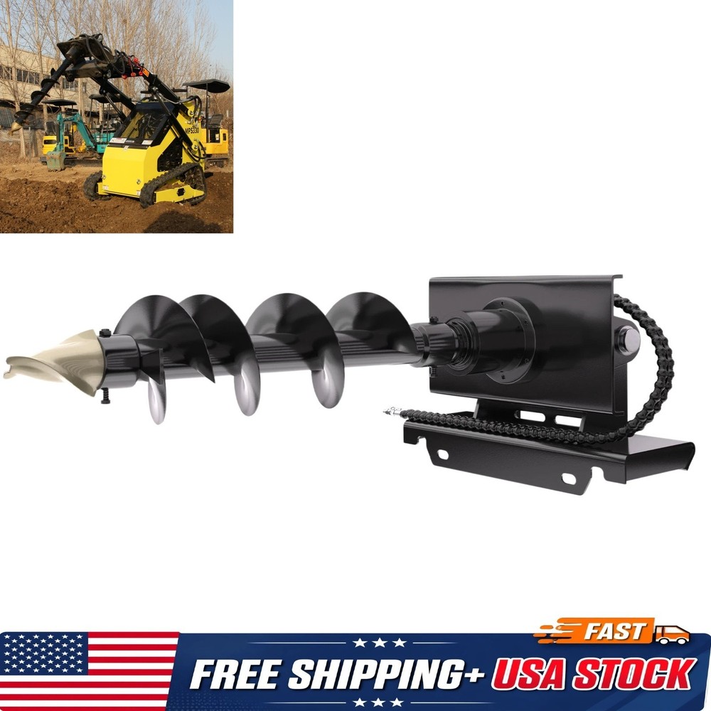 Hydraulic Skid Steer Auger Attachment for Bobcat CAT Kubota Loader Landscaping