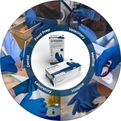 AMMEX Blue Disposable Latex Exam Gloves, 13 Mil, Powder-Free, Textured,