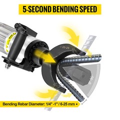 VEVOR Electric Rebar Bender 1″ 25mm #8 1500W Hydraulic Portable Rebar Bending