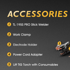 TOOLIOM 195A Stick/Lift TIG Welder with Lift TIG Torch 110V/220V Dual Voltage