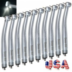 10Pcs USA Dental Fiber Optic LED E-generator Turbine Handpiece Triple 4Hole UDM4