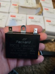 Dayton Motor Run Capacitor: Rectangle, 370V AC, 15 mfd, 2 1/4 in Overall Ht