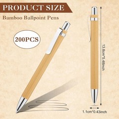 150pcs Bamboo Ballpoint Pens Bulk Wooden Retractable Black Ink 1mm Writing USA