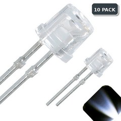 10 x LED 5mm Clear Cool White Ultra Bright Flat Top Wide Angle LEDs Light Car