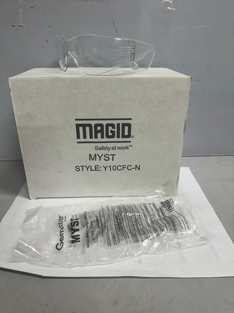 (BOX OF 12) Magid Y10CFC-N Wrap around Clear Polycarbonate Safety Glasses