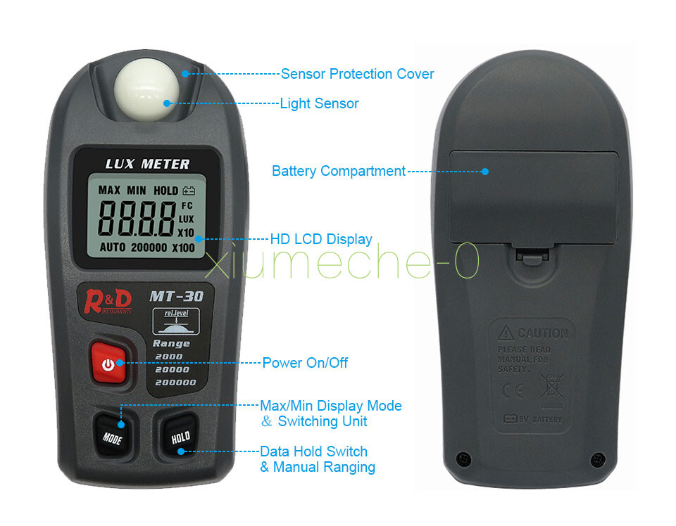 NEW 0~200,000lux Range Light Meter Illuminometer lux/fc Photometer Tester