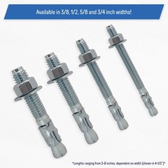 3/4″ x 4″ Wedge Anchor Bolt Fastener for Concrete Cement – Zinc-Plated (4)