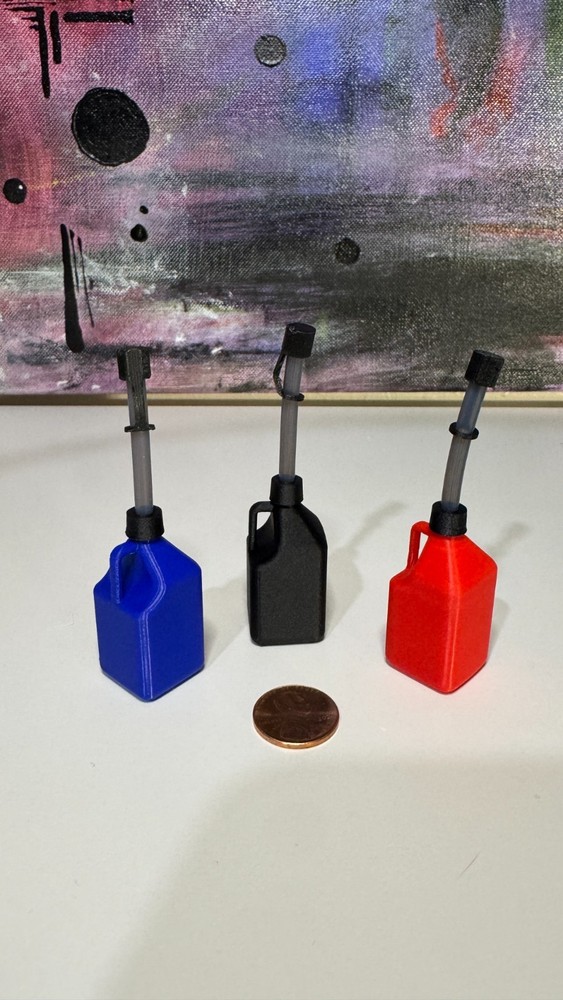 1/10 Scale Fuel Jug/Gas Can Set w/ Spouts, Removable Spout & Cap, PETG (3 Pack)