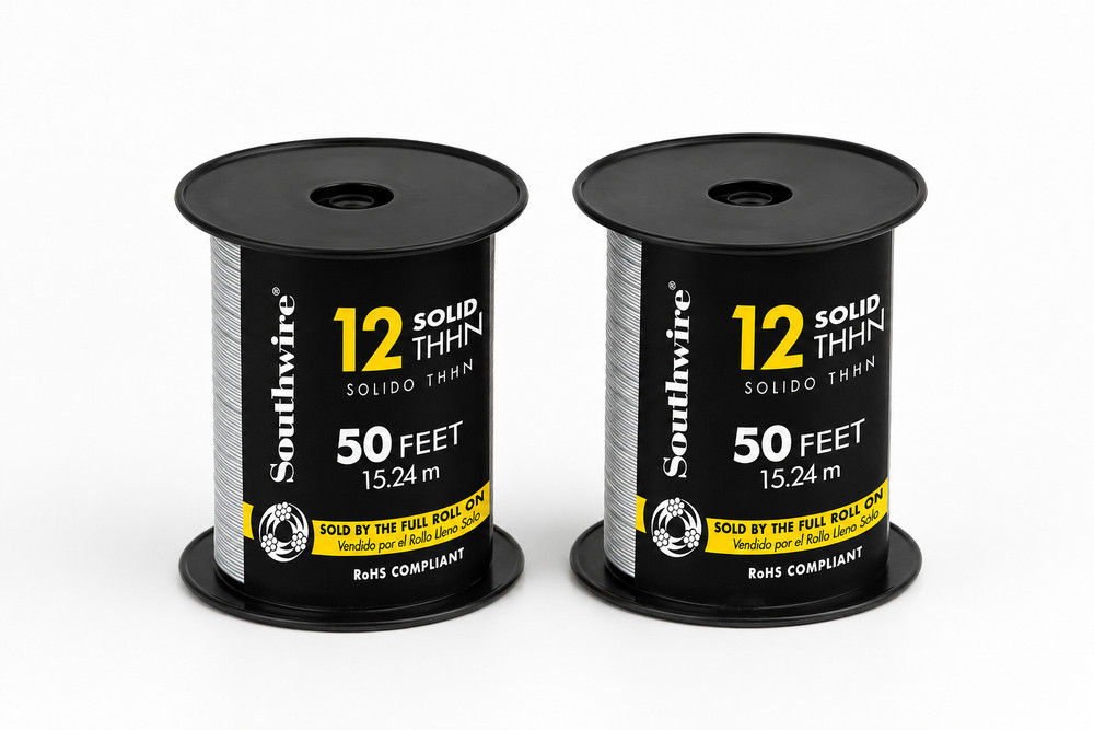 2 Pack 50 ft. Southwire 12-Gauge White Solid CU THHN Wire (100ft total)
