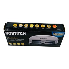 Bostitch 3-Hole Punch Metal 20 Sheets Silver/Black