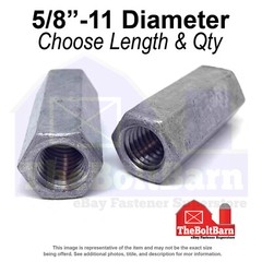 5/8″-11 x 2-1/8″ Steel Coupling Nuts Galvanized Coarse Thread (Pick Quantity)