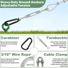 8 Pack 30″ Shed Anchor Kit, Triple Helix Ground Earth Anchors with 100 FT 3/16″