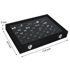 Siveit Rings Organizer Tray 10 Slots Velvet Ring 13.9 x 9.6 x 2 inches, Black