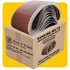 12 Pcs 1×30 Sanding Belts Aluminum Oxide 80 120 150 Grits for Sander