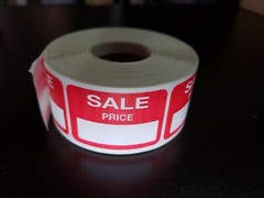 1000 Self-Adhesive Sale Price Rectangular Retail Labels Sticker Merch Tag Red