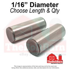 1/16″ Dowel Pins Thru Hardened Alloy Plain (Choose Length & Quantity)