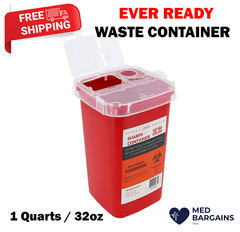 Ever Ready EVR202 Sharps Container Waste Disposal 1 Quarts / 32oz – RED