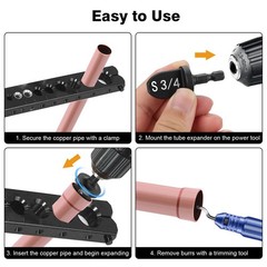 13x Copper Tube Expander & Deburring Scraper Tool HVAC Pipe Flaring Swage Drill