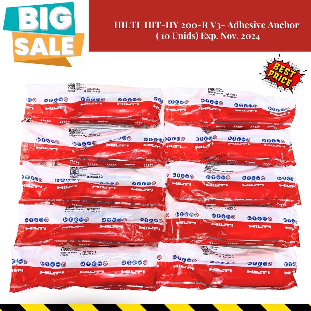 HILTI (10 Und) HIT HY 200-R V3ADHESIVE ANCHOR 11.1 fl oz/330ml EXP. 05/28/2025