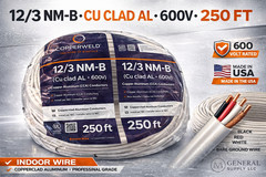 Copperweld 12 AWG 3-Conductor NM-B Copper-Clad Aluminum Building Wire 250 ft