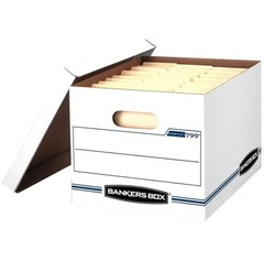 Bankers Box Basic Duty Letter/Legal Storage Box with Lids, White Color, 10 Pack