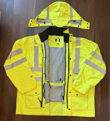 VizLife HV 267 Hi-Vis Yellow/Gray Reflective Hooded Jacket ANSI/ISEA 4XL