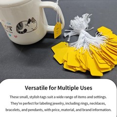300 Pcs 1.38×0.87 Inches Yellow Blank Jewelry Price Tags with String Attached…