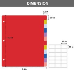 12 Tab Dividers for 3 Ring Binder,24 Pcs Multicolor 3 Ring Binder Dividers