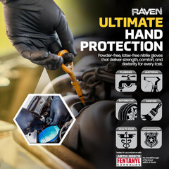 Ravenbsafety 66518 6 Mil Black Nitrile Disposable Gloves 7 Mil – Large – 10 Pack