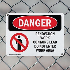 (2 Pack) Renovation Work Contains Lead Do Not Enter OSHA Danger Sign Decal Metal