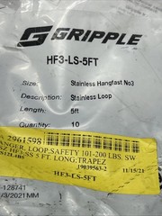 Gripple HF3-LS-5FT (10) S/S Loop Hangers In Sealed Bag Fast Shipping! + Warranty