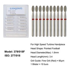 Dental Football Diamond Burs FG Coarse Fine High Speed Bur Friction Grip 368 379